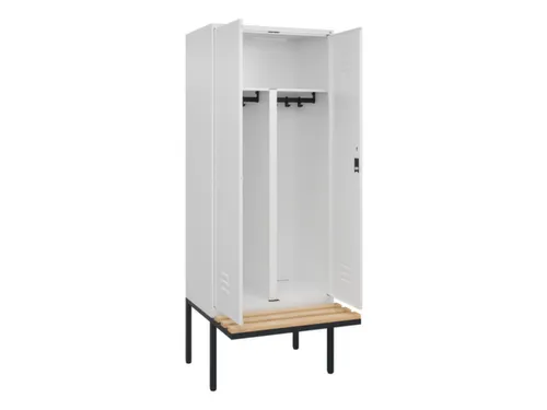 PBM-locker met bank,HxBxD 2120x800x815mm,2vak,vak B 400mm,cil.-slot