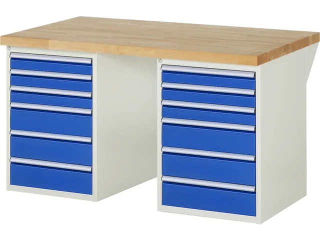 werkbank,HxBxD 890x1500x900mm,beukblad,draagverm. 750kg,2containers