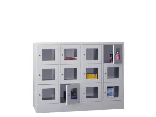 lockerkast,HxBxD 1187x1600x500mm,4x3vakken,RAL7035,front RAL3000 - 2