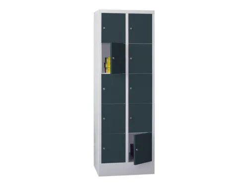 lockerkast,HxBxD 1850x600x500mm,2x5vakken,RAL7035,front RAL7016