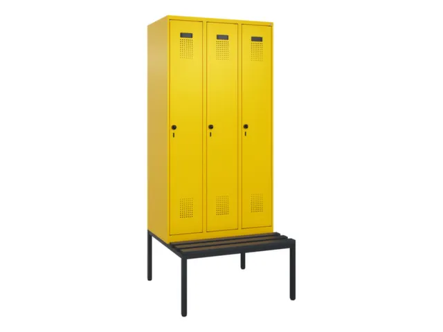 locker met bank,voor scheiding van kleding,HxBxD 2120x900x815mm,3vak