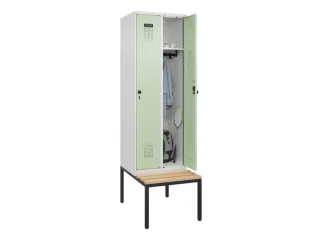 locker met bank,HxBxD 2120x600x815mm,2vak,vak B 300mm,draaigrendel - 1