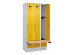 locker met bank,HxBxD 1950x900x815mm,3vak,vak B 300mm,draaigrendel