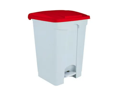 Contitop,afvalbak met pedaal 70L wit/rood/VE:3