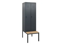 locker met bank,HxBxD 1950x600x815mm,2vak,vak B 300mm,draaigrendel