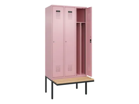 locker met bank,voor scheiding van kleding,HxBxD 2120x900x815mm,3vak