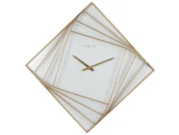 Wandklok Nextime groot 85x85cm metaal goud/wit Turning Time