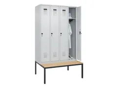 locker met bank,HxBxD 2120x1200x815mm,4vak,vak B 300mm,draaigrendel