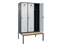 locker met bank,voor scheiding van kleding,HxBxD 2120x1200x815mm,3vak