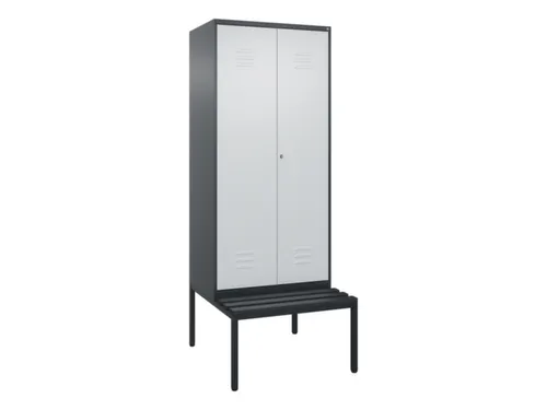 PBM-locker met bank,HxBxD 2120x800x815mm,2vak,vak B 400mm,cil.-slot