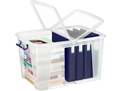 Opbergbox Transparant 65 Liter Met Gespleten Deksel