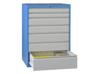 ladekast HxBxD 1000x715x600mm 7laden slot RAL7035 front RAL5012 - 1