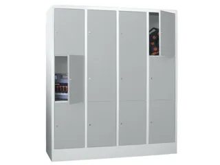 lockerkast,HxBxD 1850x1600x500mm,4x3vakken,RAL7035,front RAL5010 - 1