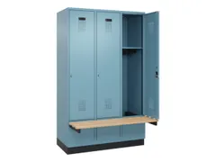 locker met bank,HxBxD 1950x1200x815mm,3vak,vak B 400mm,cilinderslot