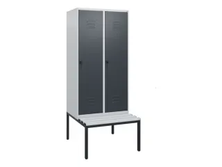 locker met bank,HxBxD 1950x800x815mm,2vak,vak B 400mm,draaigrendel - 1
