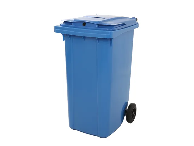 Container 240 Liter Met Gleuf En Slot Blauw Kunststof