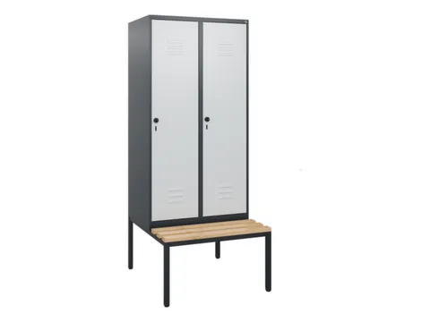 locker met bank,HxBxD 1950x800x815mm,2vak,vak B 400mm,draaigrendel