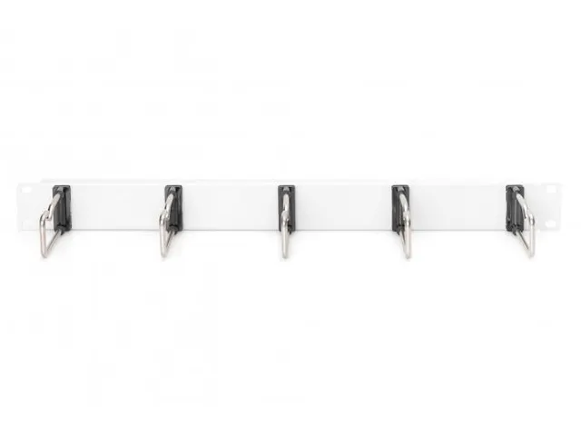1U-paneel voor kabelbeheer 5x stalen ringen 40x75mm Grijs