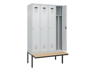 locker met bank,voor scheiding van kleding,HxBxD 2120x1200x815mm,4vak - 1