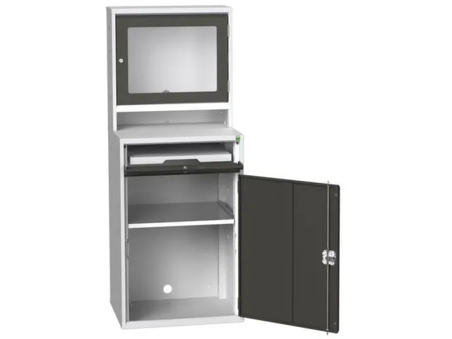 pc-kast monitorvak 1650x650x550mm toetsenbordblad RAL7035+RAL7016