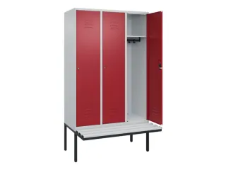 locker met bank,HxBxD 2120x1200x815mm,3vak,vak B 400mm,cil.-slot - 2