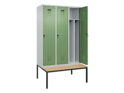 locker met bank,voor scheiding van kleding,HxBxD 2120x1200x815mm,3vak
