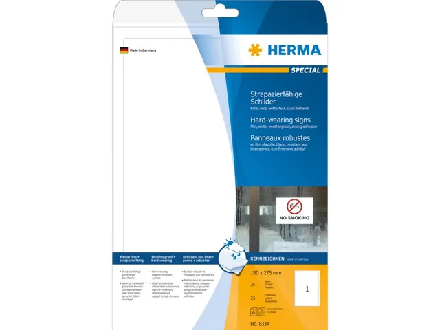 HERMA 8334 Weerbestendige folie-etiketten A4 190x275mm Wit 25 stuks