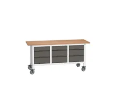 werkbank HxBxD 830x1750x600mm multiplexblad 9laden RAL7035