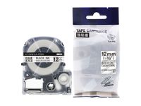 Label tape Epson/KJ ST12KW Compatible 12mm Zwart op Transparant