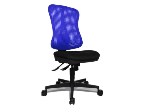 Bureaustoel Zitting Zwart Rugleuning Met Netbekleding In Blauw
