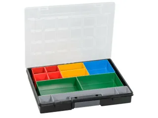 Bak voor kleine onderdelen,HxBxD 55x370x295mm,9bakken,PP,koffer zwart - 1