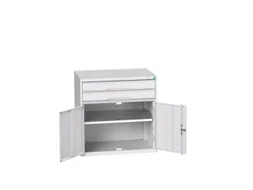 ladekast HxBxD 800x800x550mm 2laden 2deuren RAL7035 front RAL7035