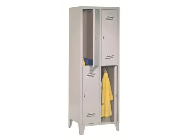 dubbeldekse locker,HxBxD 1850x600x500mm,2x2vak.,RAL7035,front RAL6011