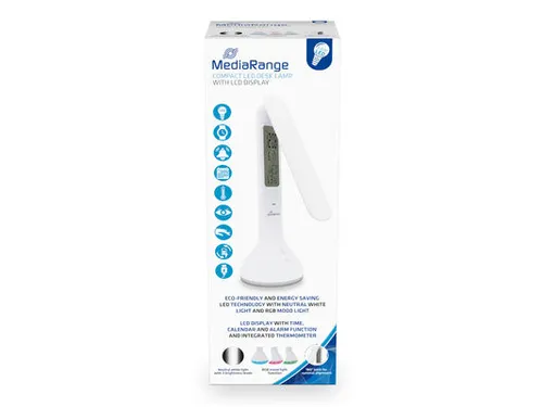 MROS502 Bureaulamp compact Wit met tijd, datum en temperatuur display