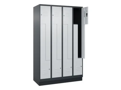 Z-garderobekast,HxBxD 1950x1200x500mm,vak B 150/300mm,cil.-slot,sokkel