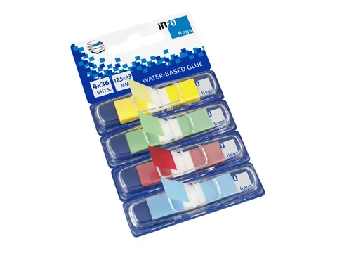 Info flags 12,5x43mm assorti blister à 4 kleuren à 36 stuks