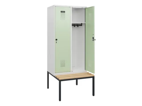 locker met bank,HxBxD 1950x800x815mm,2vak,vak B 400mm,draaigrendel