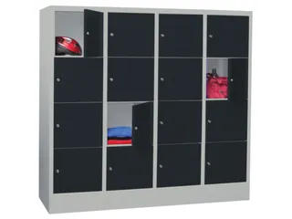 lockerkast,HxBxD 1518x1600x500mm,4x4vakken,RAL7035,front RAL7016 - 2