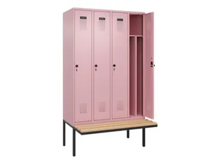 locker met bank,voor scheiding van kleding,HxBxD 2120x1200x815mm,4vak - 1