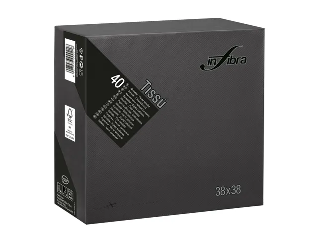 Infibra I-0464 P-to-P Servet 38x38cm 1/4 vouw 2-Laags Zwart 1440 Stuks