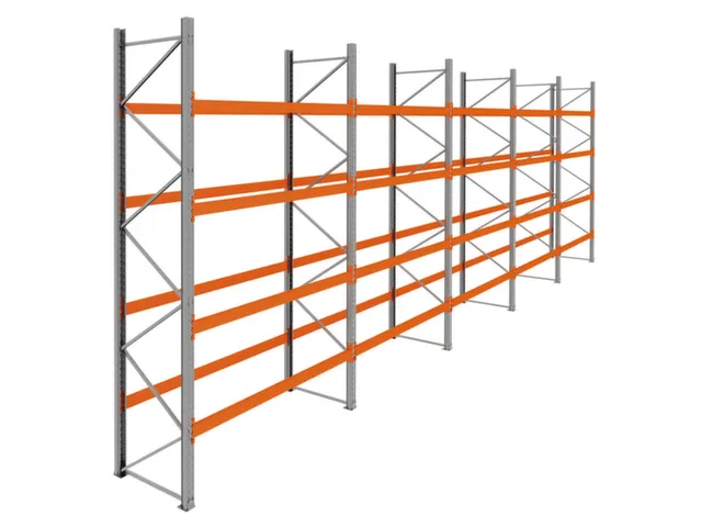 palletstelling,basis+4xaanbouw,HxBxD 4620x14100x1100mm,vakl. 3000kg