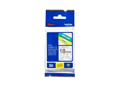 Labeltape Brother P-touch TZe-141 standaard 18mm zwart op transparant