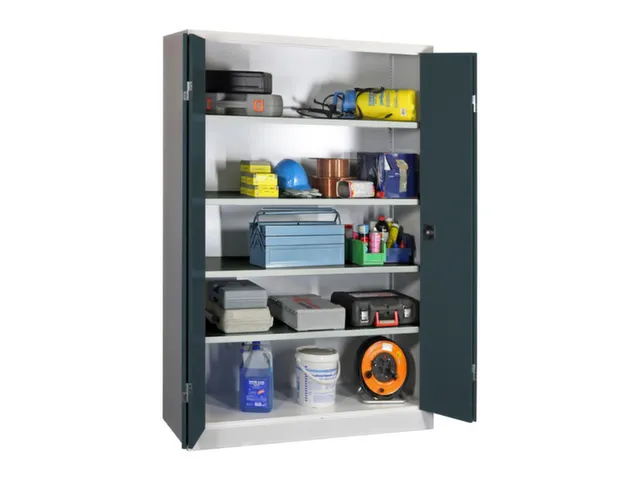 Vouwdeurkast 1950x1200x600mm 4legborden Verzinkt Ral7035 Front Ral7016