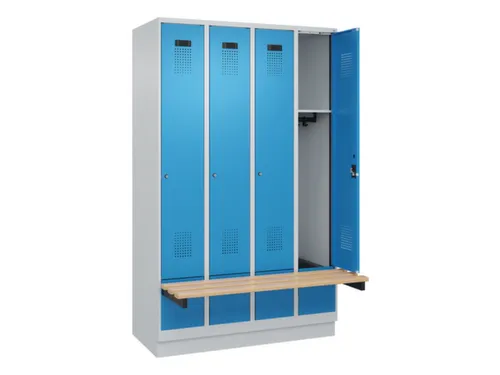 locker met bank,HxBxD 1950x1200x815mm,4vak,vak B 300mm,cilinderslot