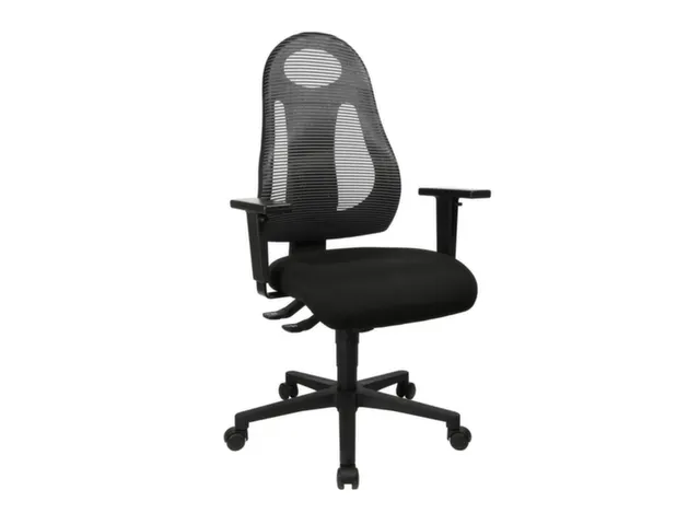 Bureaustoel,Synchroonmech.,M. Armleuningen,Zitting Stof Zwart