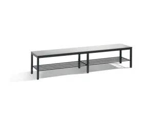omkleedbank,HxLxD 438x2000x353mm,HPL zilvergrijs,frame staal RAL7021 - 1