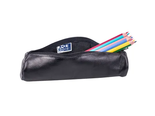 Pennenetui Oxford 22x6cm leer rond zwart