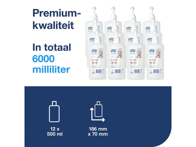Tork 511103 Alcohol Gel Voor Handdesinfectie 12x500ml Premium