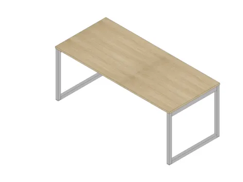 bureau,HxBxD 730x1800x800mm,blad eiken,sledeframe aluminium