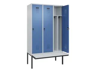 locker met bank,voor scheiding van kleding,HxBxD 2120x1200x815mm,3vak - 1